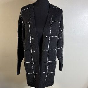 Maurices Black and White Checkered Cardigan Sweater Sz XL NWT